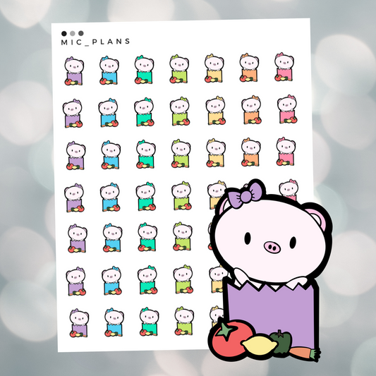 Q2 Colorway Grocery Bag Pig Planner Character Sticker