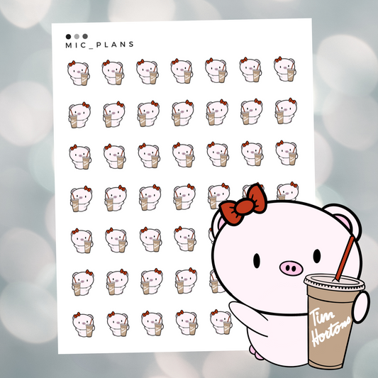 Tim Hortons Coffee Pig Planner Character Sticker