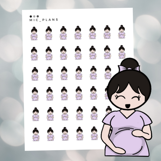 Pregnant Baby Custom Girl Planner Character Sticker